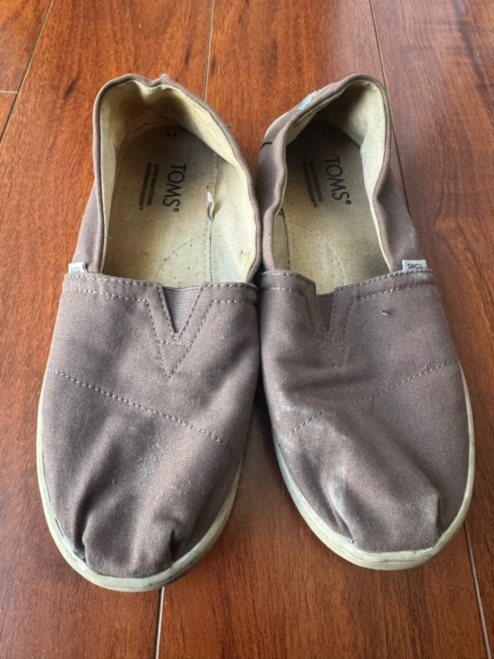 Toms Brown Canvas Slip-On Kids Shoes Size 4